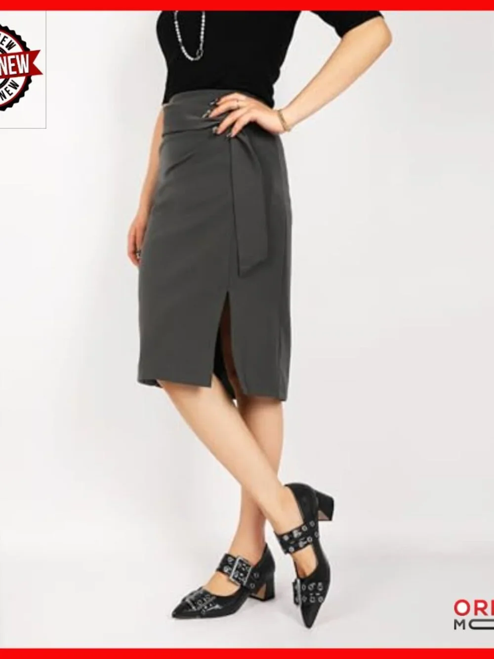 Pointed Toe Mary Jane Pumps with Metal Buckle Strap, 2 Inch Block Heels